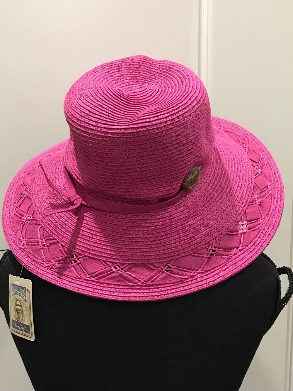 Panama Jack Hot Pink Woven Wide-Brim Sun Hat